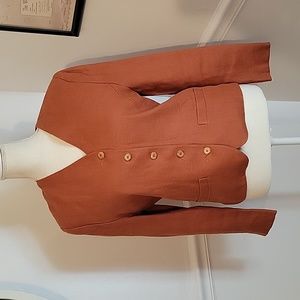N.A.P Linen Blazer Made in France Brown/Orange Womens 36‎